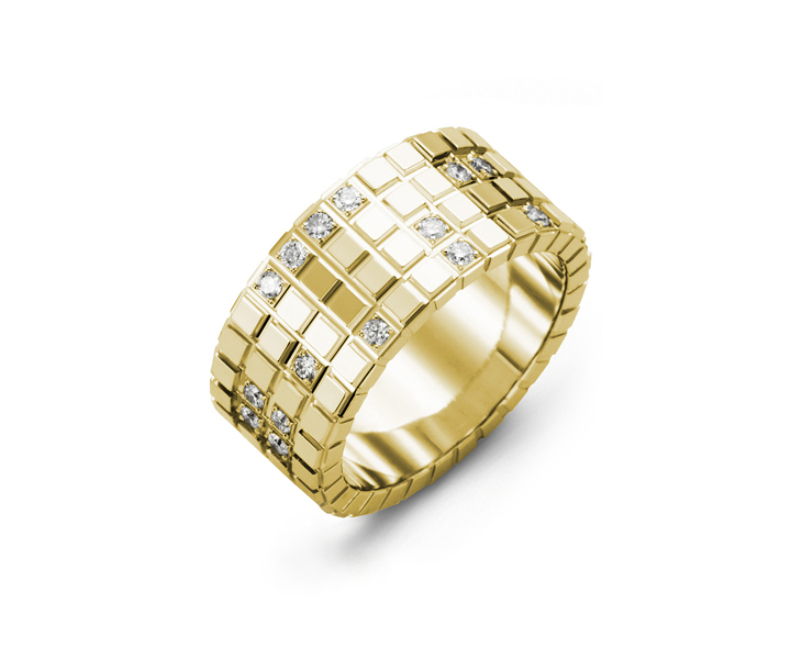 Men's & Women's Yellow Gold + 17 Diamonds 0.34ct Wedding Band 10K 10mm