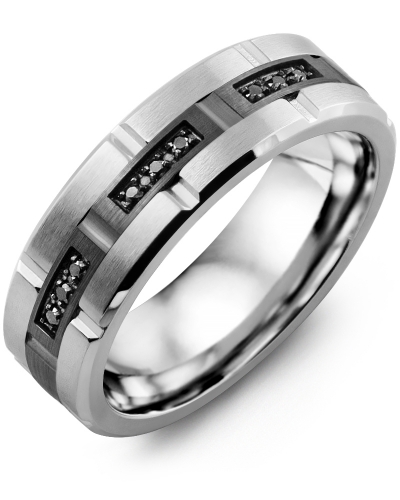 men s trio black diamond grooved wedding band madani rings