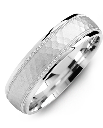 Men S Dome Sandblast Hammer Accents Milgrain Gold Wedding Ring Men S Dome Sandblast Hammer Accents Milgrain Gold Wedding Ring